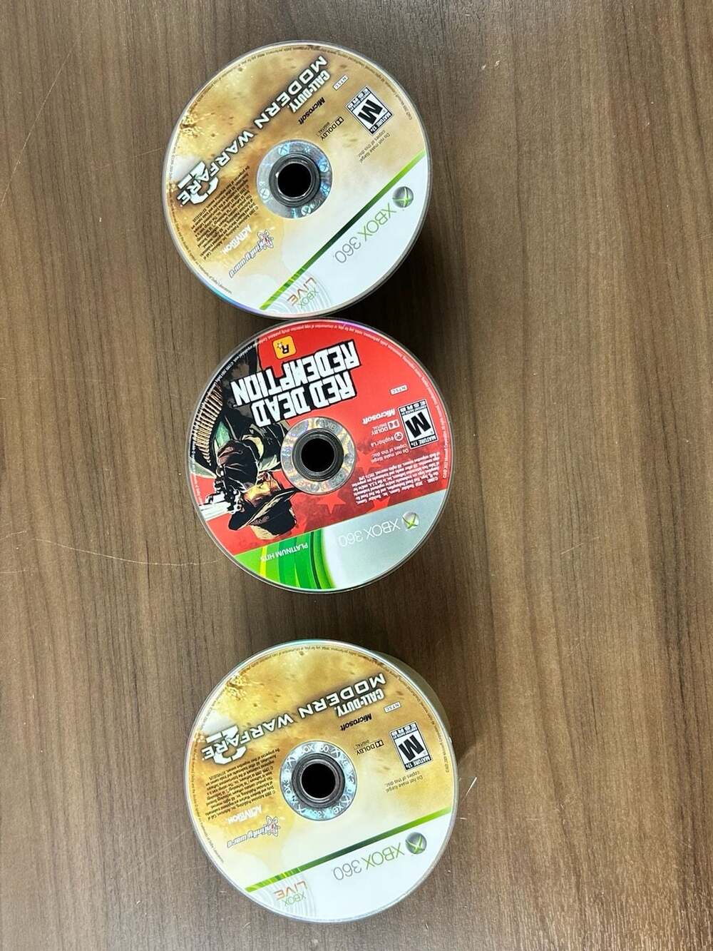 Xbox 360 Lot 3 Red Dead Redemption Call of Duty Modern Warfare 2 x2 Discs Untest